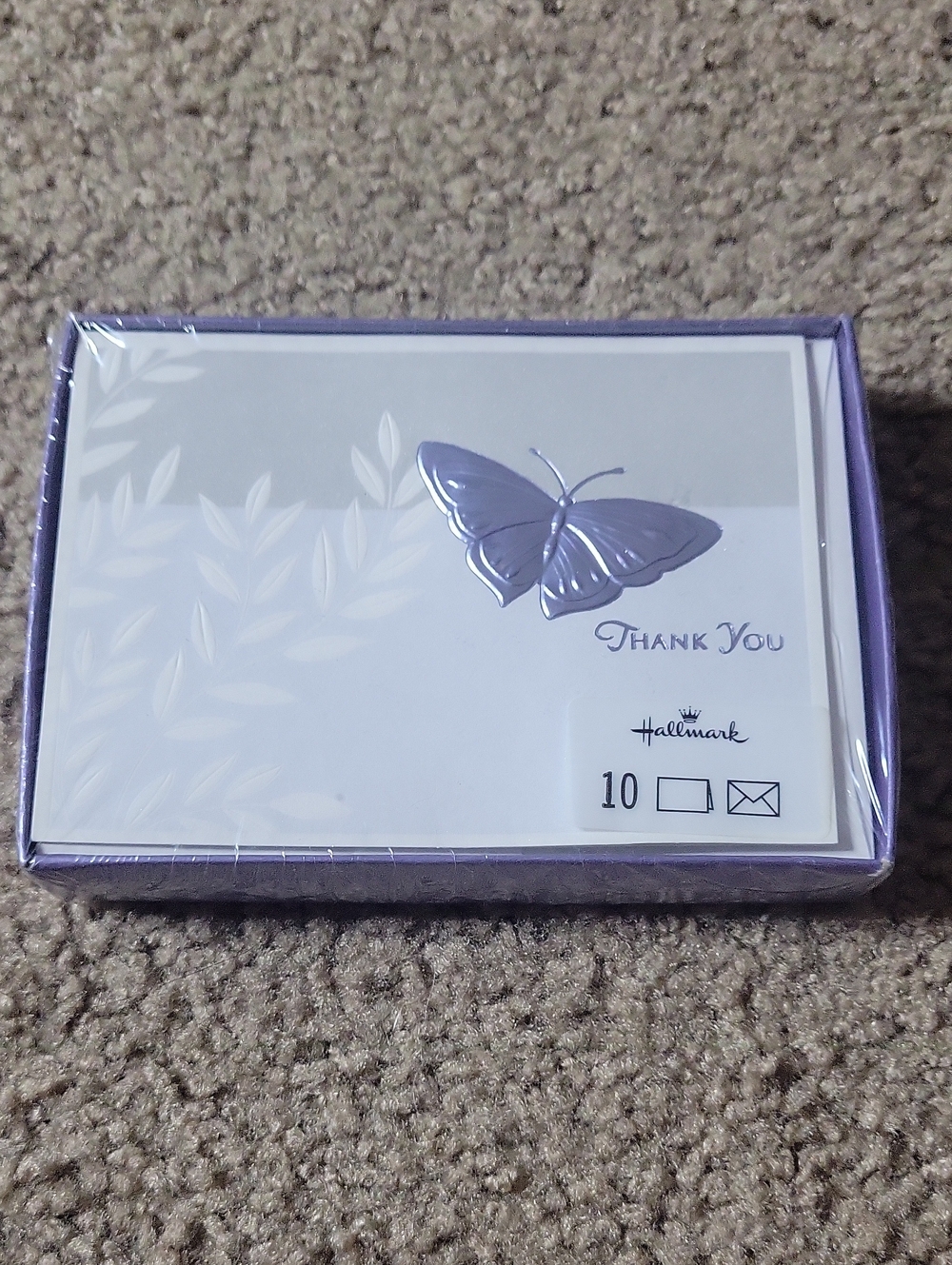 Hallmark Purple Butterfly Thank You Note Cards